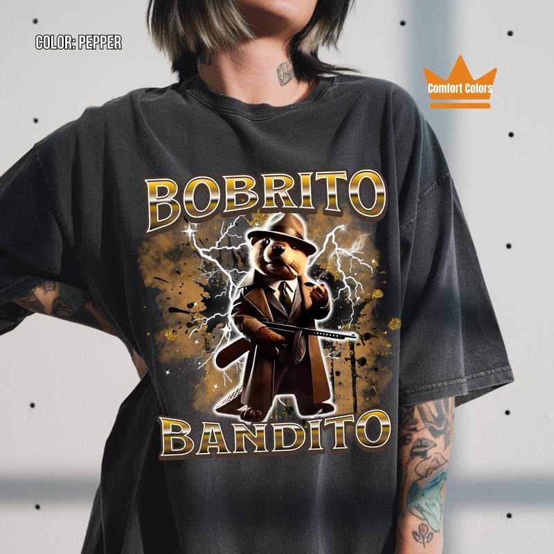 Bobrito Bandito Funny Shirt, Italian Brainrot Shirt, Bootleg Rap Tee, Funny Beaver Meme Shirt, Weird Absurd Funny Shirt,...