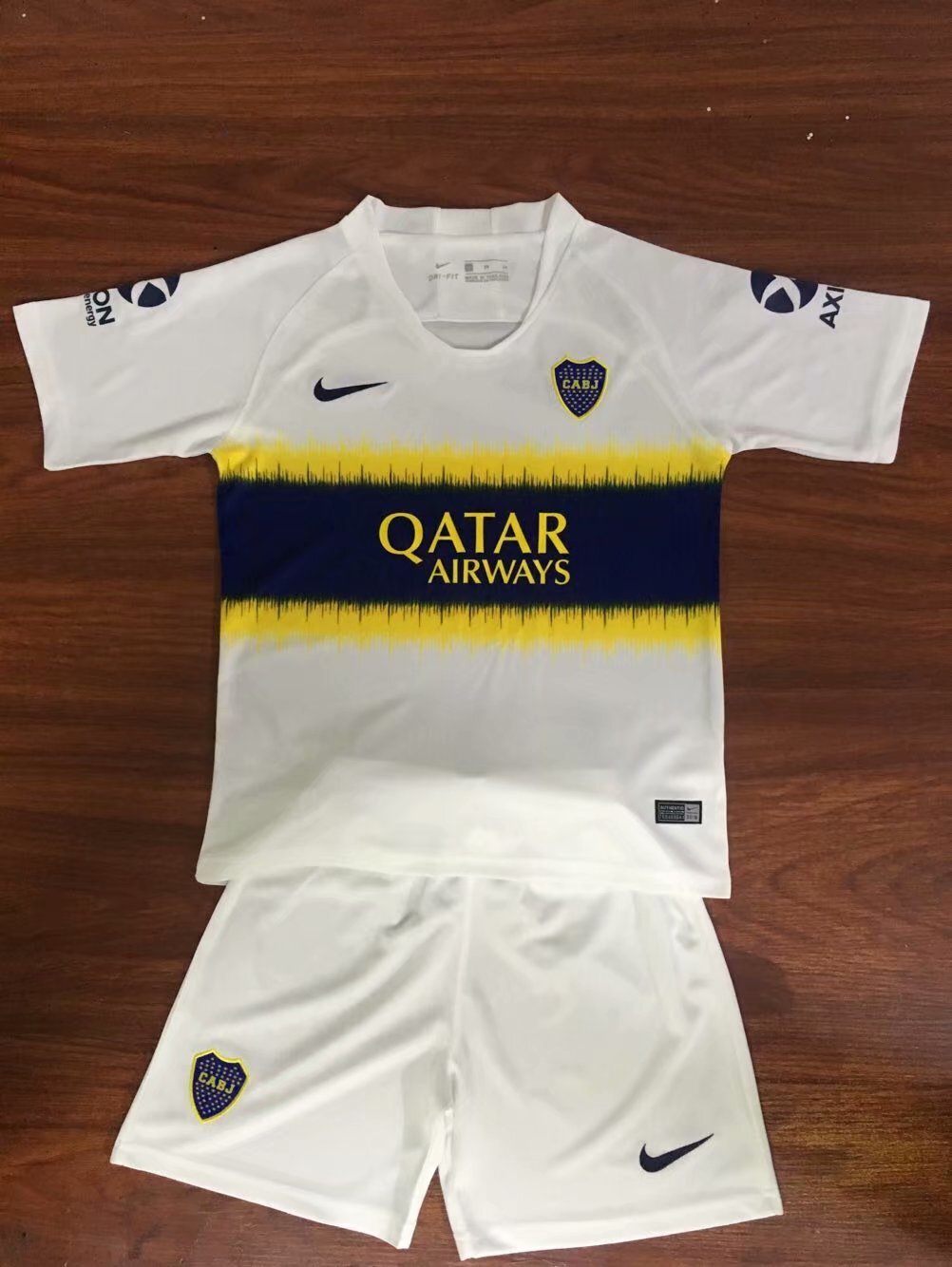Boca away white kids soccer jersey 18-19 season