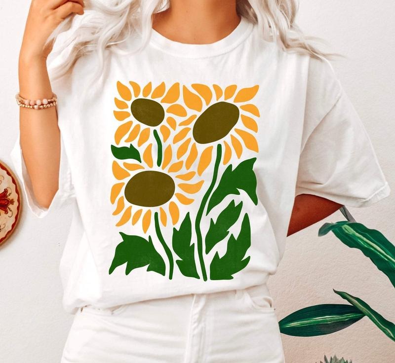 Boho Botanical Sunflower Art Nouveau Floral T-Shirtstyle{n002}5 T-Shirts, Hoodie, Sweatshirt | WearSparks.com