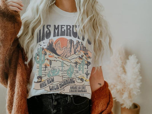 Boho Christian Shirts, Jesus Apparel Faith Based Shirt His Mercies Are New Best Price Hoodie, Sweatshirt | WearSparks.com