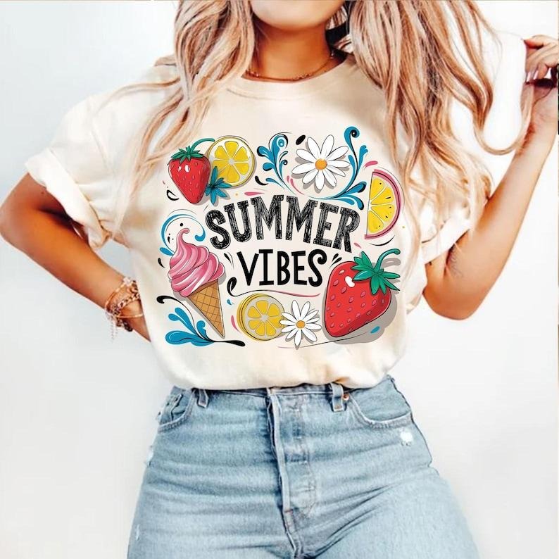 Boho Summer Vibes Retro Floral Beach Hello Girls Trip Strawberry T-Shirt Hoodie, Sweatshirt | WearSparks.com