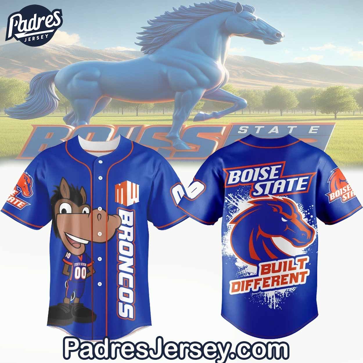 Boise State Broncos Football Baseball Jersey Outfit - Custom Number - Padres Jersey Oasis: Elevate Your... (Image 1)