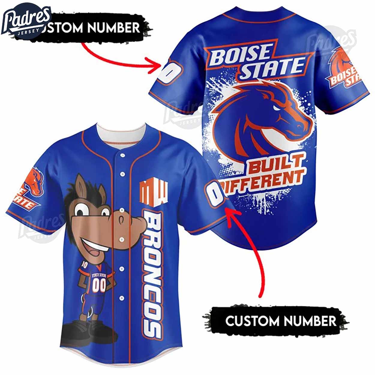 Boise State Broncos Football Baseball Jersey Outfit - Custom Number - Padres Jersey Oasis: Elevate Your... (Image 2)
