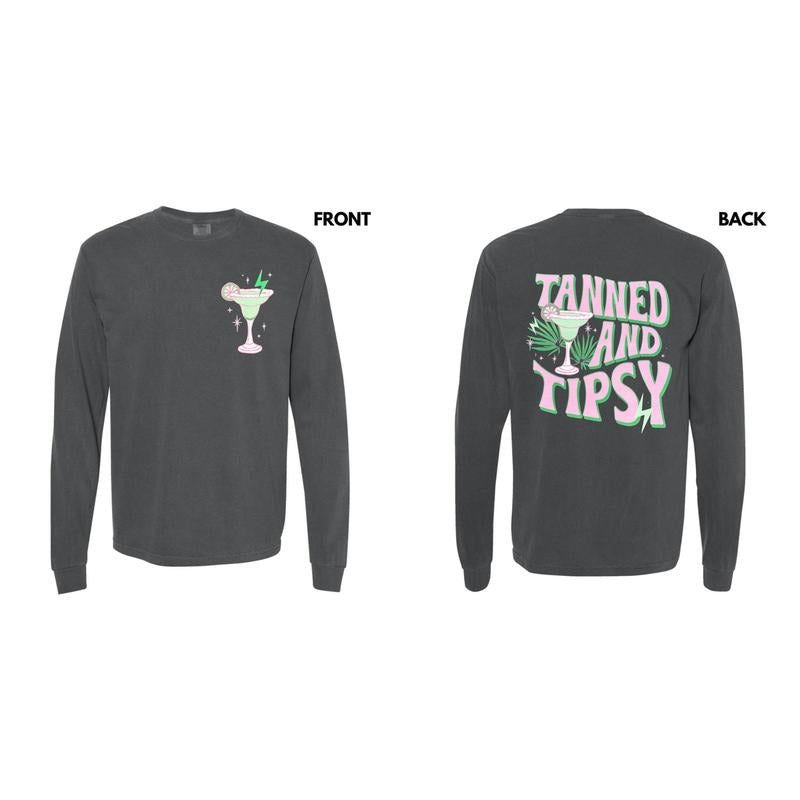 Bold Tanned And Tipsy Long Sleeve Comfort Colors T-Shirt Hoodie, Sweatshirt | WearSparks.com