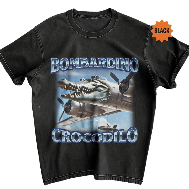 Bombardino Crocodilo Funny Brain Rot shirt, Bootleg Rap Tee, Meme Shirt, Crocodile Tee, Trending Tee, funny summer...