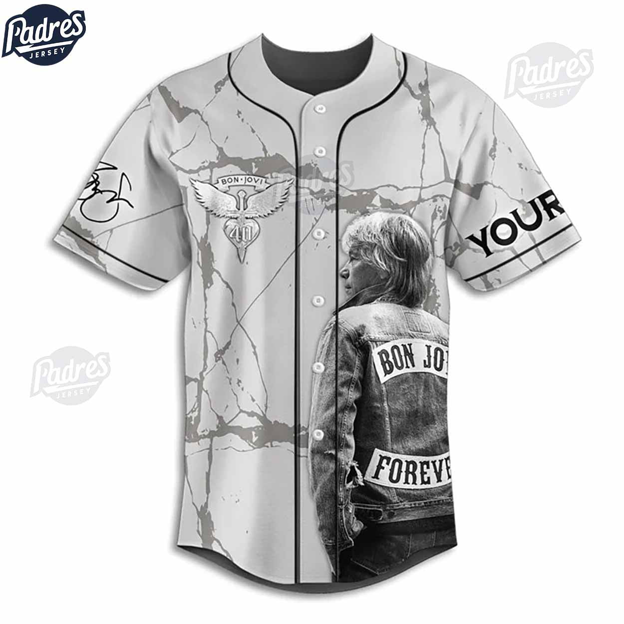 Bon Jovi Experience 40th Anniversary Baseball Jersey Style - Padres Jersey Oasis: Elevate Your Baseball Style... (Image 1)