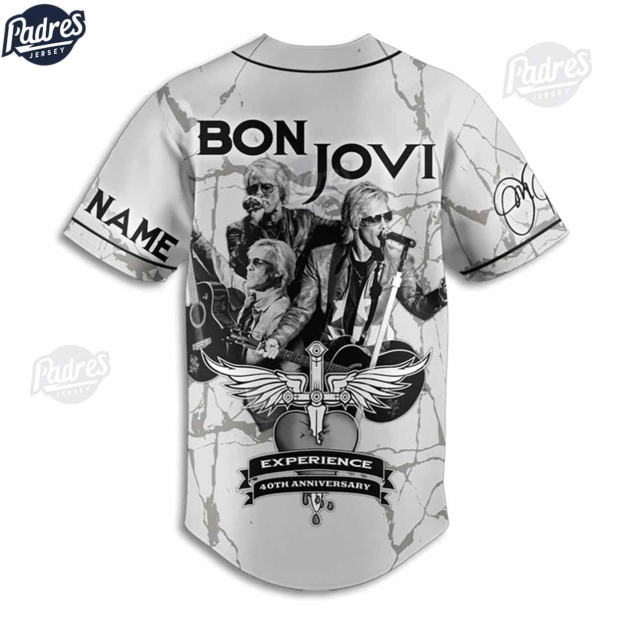 Bon Jovi Experience 40th Anniversary Baseball Jersey Style - Padres Jersey Oasis: Elevate Your Baseball Style... (Image 2)
