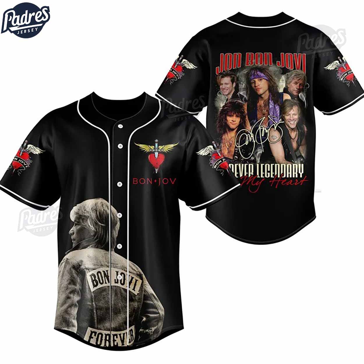 Bon Jovi Legendary Forever In My Heart Custom Baseball Jersey - Padres Jersey Oasis: Elevate Your Baseball... (Image 1)