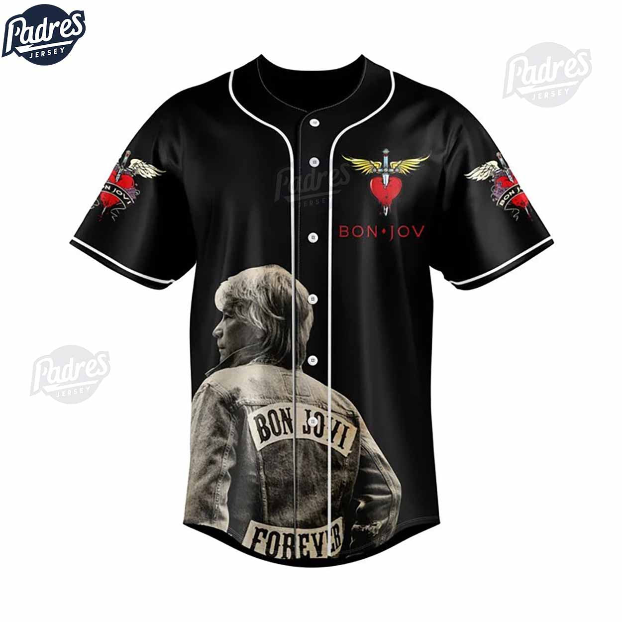 Bon Jovi Legendary Forever In My Heart Custom Baseball Jersey - Padres Jersey Oasis: Elevate Your Baseball... (Image 2)