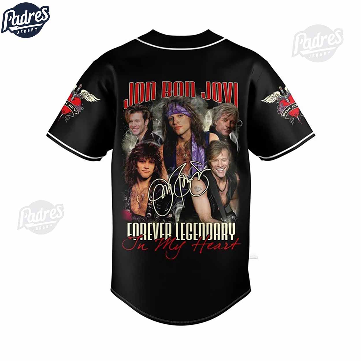 Bon Jovi Legendary Forever In My Heart Custom Baseball Jersey - Padres Jersey Oasis: Elevate Your Baseball... (Image 3)