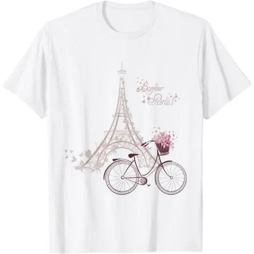 Bonjour Paris! Eiffel Tower Bicycle French Spring T-Shirt Made in USA Hoodie, Sweatshirt | WearSparks.com