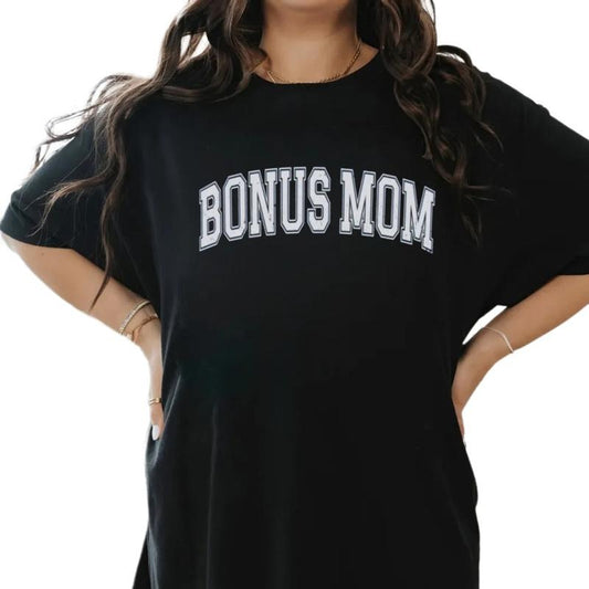 Bonus Mom Letter Print T Shirt, Stepmom Shirt, Mothers Day Gift, Gift For Stepmother Tee, Second Mom Mama Shirt, Unisex...