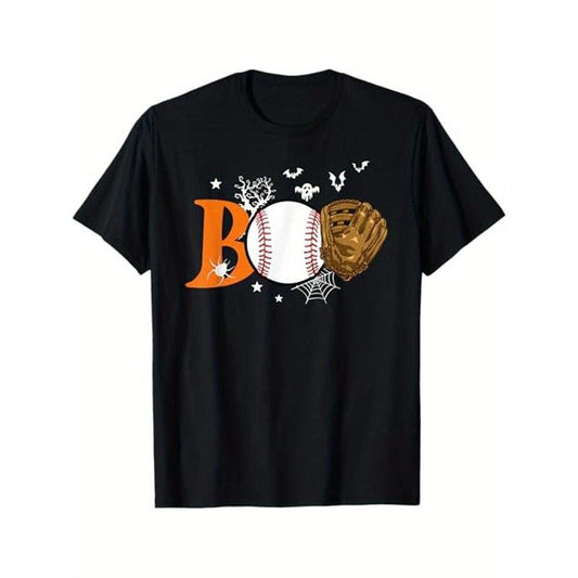 Boo Baseball Halloween Player Catcher Pitcher Spooky Season Themed T-Shirt. Suitable as a Halloween gift for baseball...