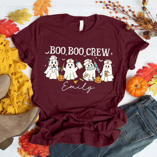 Boo Boo Crew Nurse Ghost Halloween T-Shirt for Women Personalized Cute Spooky Nurse Tee Hoodie, Sweatshirt | WearSparks.com