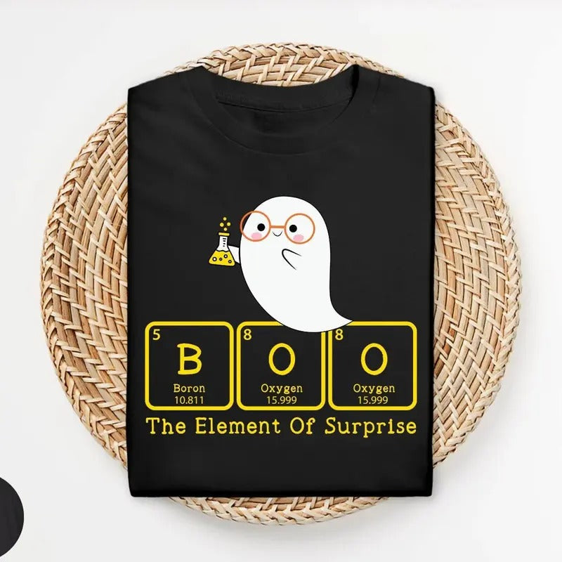 Boo Element of Surprise Shirt, Teacher Halloween Sweatshirt, Cute Spooky Halloween Shirt, Periodic Table Pun, Chemistry...