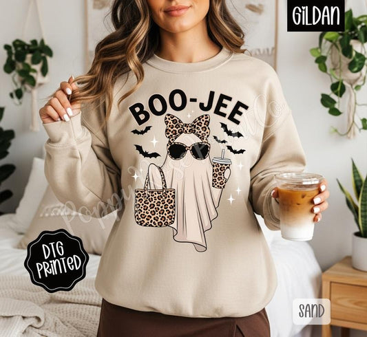 Boo-Jee Ghost Sweatshirt, Trendy Women's Halloween Crewneck T-Shirts, Hoodie | WearSparks.com
