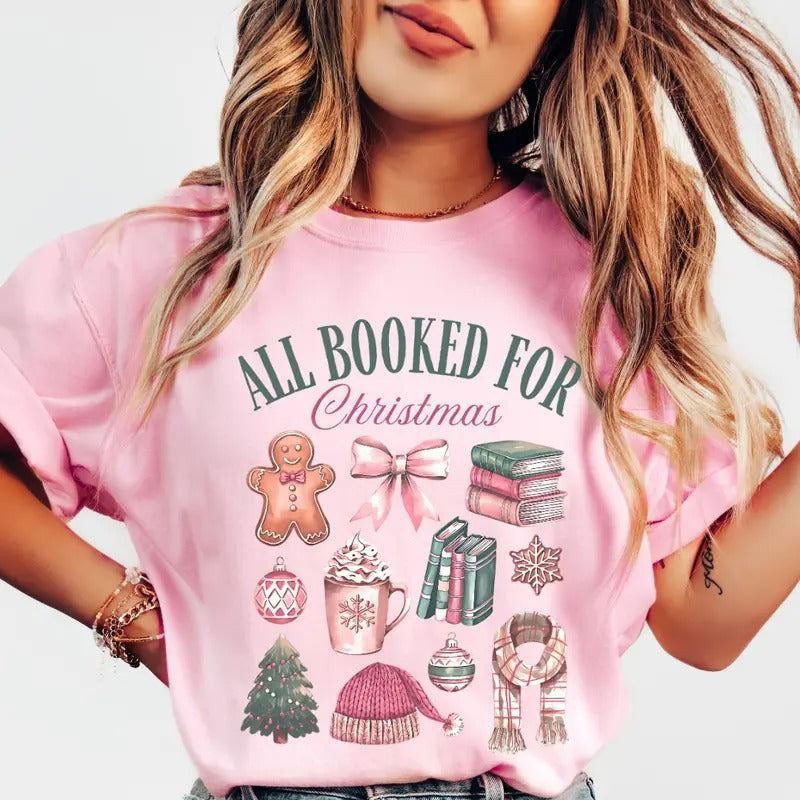 Book Christmas Doodles Shirt~ Unisex Apparel Relaxed Fit Printed In The USA Clothing Womenswear Casual Comfort Cotton Top...