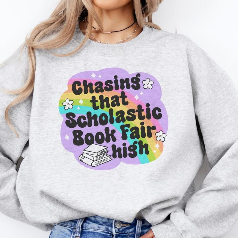 Book Fair Sweatshirt Scholastic Books Graphic Pullover Oversized Comfy librarians of TikTok  Cozy Sweatshirt Sublimation...