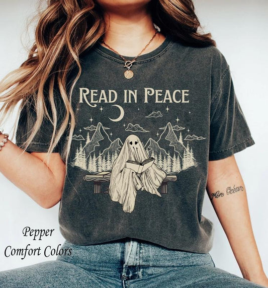 Book Lover Halloween T-Shirt, Funny Ghost Book Nerd, Teacher Halloween Gift, Librarian , Ghost Book Lover, Funny...