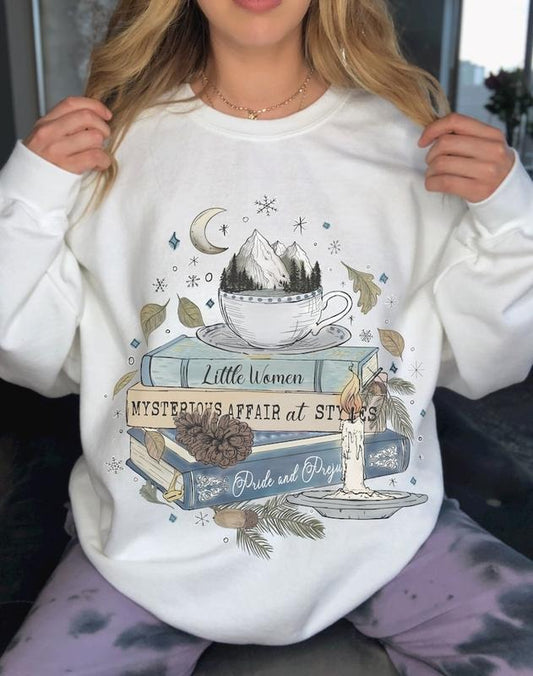 Book Sweatshirt Winter Clothes Reading Sweatshirt Pride and Prejudice Literature Sweatshirt Bookish Sweatshirt Books and...