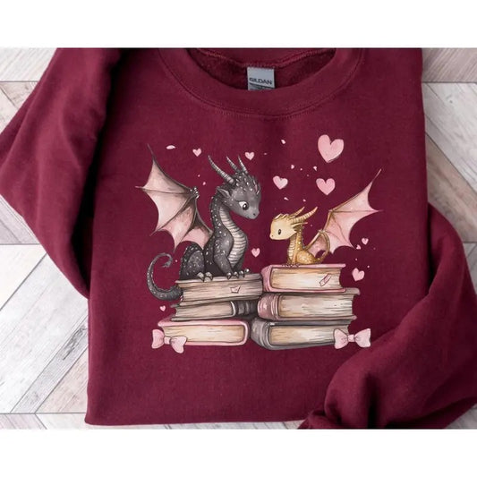 Bookish Dragon sweatshirt Gift for Book Lover Gift Book Dragon Sweater, Retro Styles, Bring Back the Classics, Classic...
