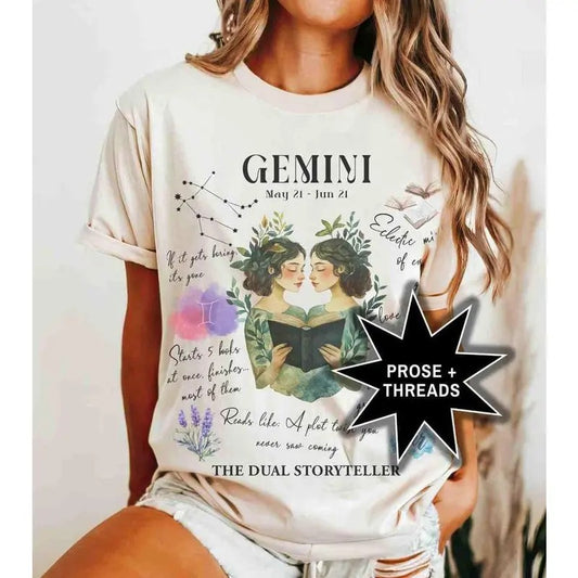 Bookish Gemini Zodiac Shirt Gemini Gifts For Book Lovers Astrology Shirt Booktok Merch Bookstagram Gifts June Birthday...