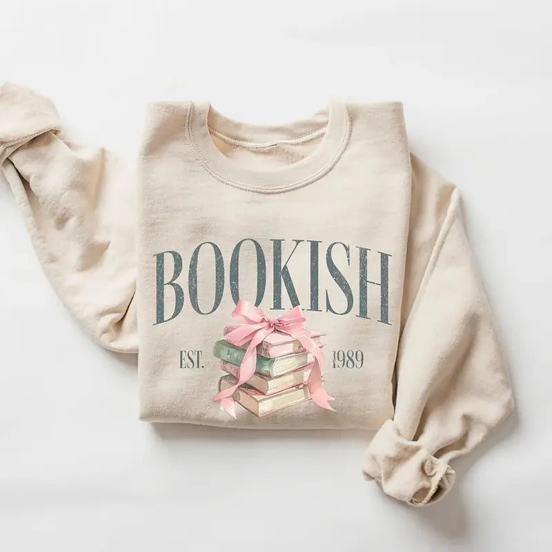 Bookish Sweatshirt, Coquette Book Lover Shirt, Bookish Tee, Book Pink Bow Shirt, Gift for Book Lover, Bookworm...
