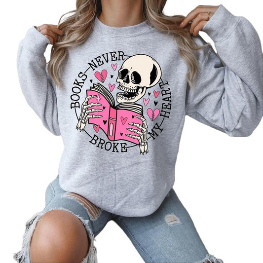 Books Never Broke my Heart Crewneck Sweatshirt T-Shirts, Hoodie | WearSparks.com