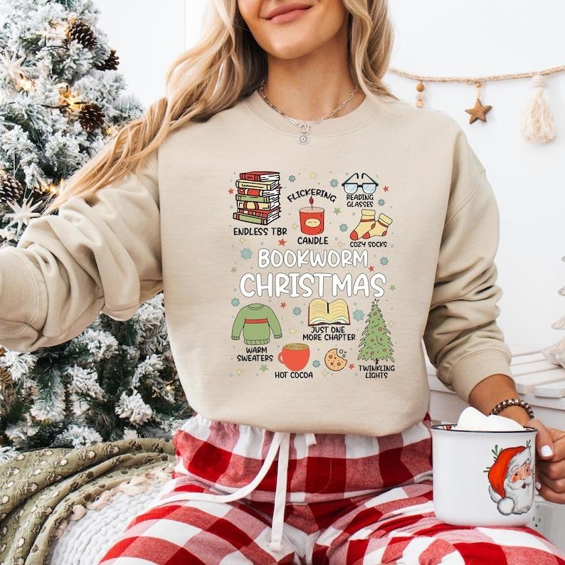 Bookworm Christmas Shirt, All Booked For Christmas T-shirt, Book Lover Sweatshirt, Christmas Bookish Shirt, Christmas...