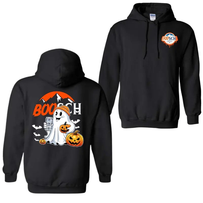 Boosch Light Ghost Cute Halloween 2 Sided Hoodie, Busch Light Halloween Sweatshirt For Men And Women, Halloween Cute...