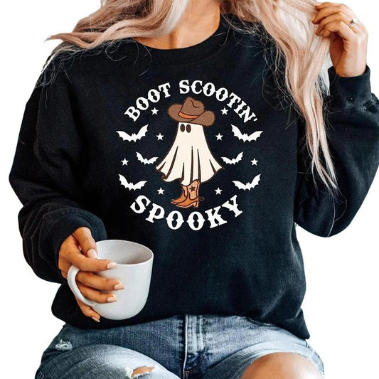 Boot Scootin Spooky Sweatshirt, Cute Spooky Halloween Shirt, Cowboy Ghost Tshirt, Western Halloween Shirt, Halloween...