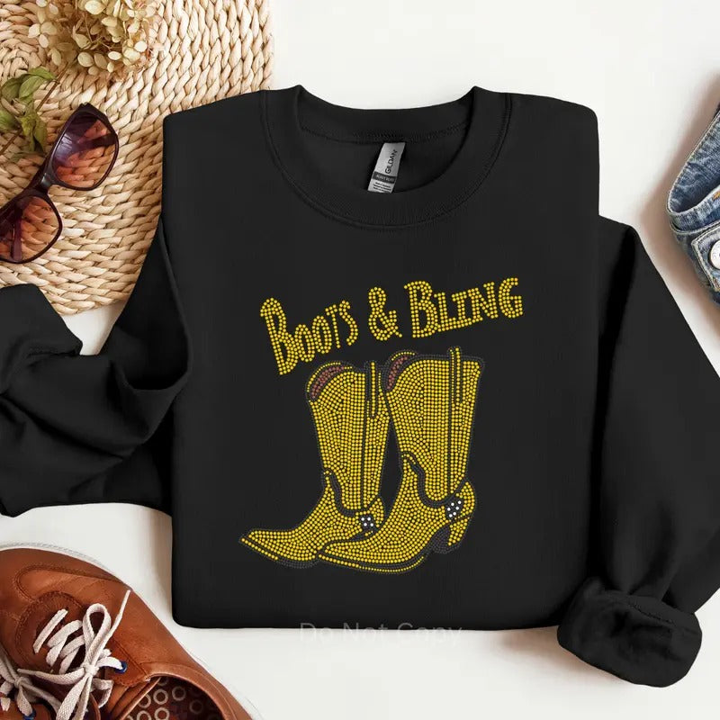 Boots & Bling Rhinestone Transfer T-Shirts, Hoodie, Sweatshirt | WearSparks.com