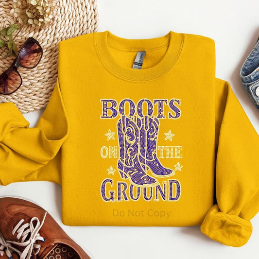 Boots on The Ground Royal Rhinestone Transfer T-Shirts, Hoodie, Sweatshirt | WearSparks.com