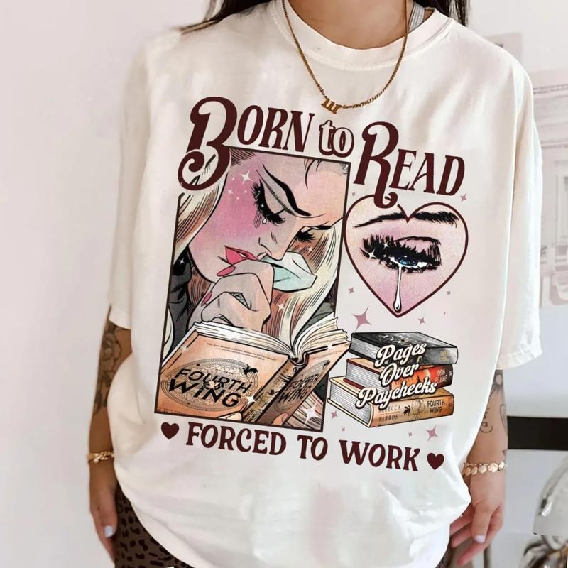 Born To Read Fourth Wing T-Shirt, The Empyrean Series Shirt, Onyx Storm Iron Flame Book Sweatshirt, Dragon Rider Shirt,...