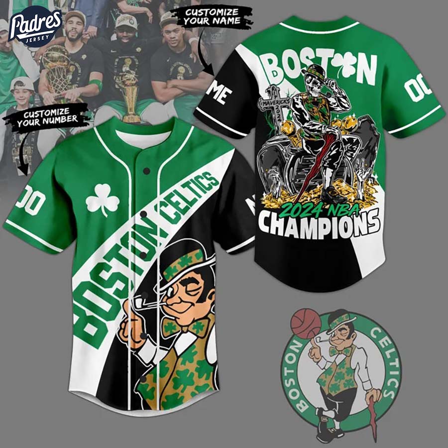 Boston Celtics 2024 NBA Champions Custom Baseball Jersey - Padres Jersey Oasis: Elevate Your Baseball Style... (Image 1)