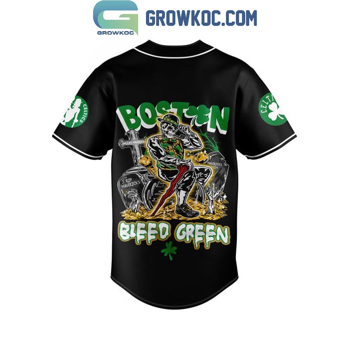Boston Celtics Fan Skull Bleed Green Fan Personalized Baseball Jersey