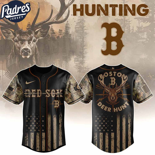 Boston Red Sox MLB X Deer Hunting Personalized Baseball Jersey - Padres Jersey Oasis: Elevate Your Baseball... (Image 1)