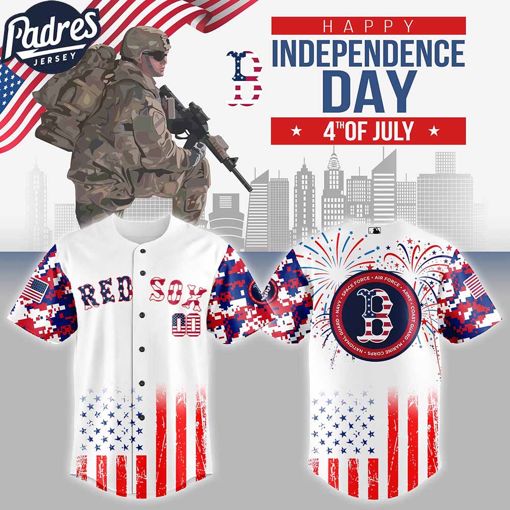 Boston Red Sox MLB X The 4th Of July X Military Personalized Baseball Jersey - Padres Jersey Oasis: Elevate Your Baseball...