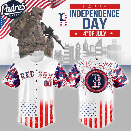 Boston Red Sox MLB X The 4th Of July X Military Personalized Baseball Jersey - Padres Jersey Oasis: Elevate Your Baseball...