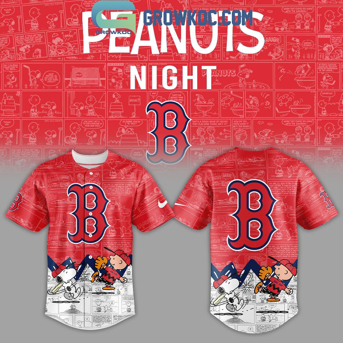 Boston Red Sox Peanuts 75th Anniversary Baseball Jersey