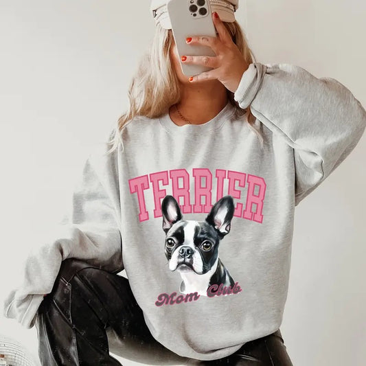 Boston Terrier Mom Club Sweatshirt ~ Sweatshirt Unisex Apparel Relaxed Fit Printed in the USA Clothing Womenswear Casual...