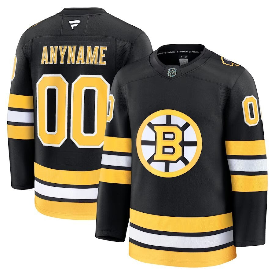 Boston Bruins Fanatics Home Premium Custom Jersey - Black Style 1