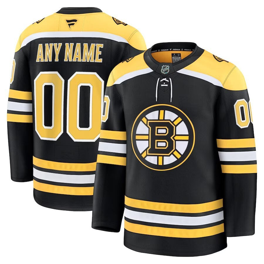 Boston Bruins Fanatics Home Premium Custom Jersey - Black Style 2
