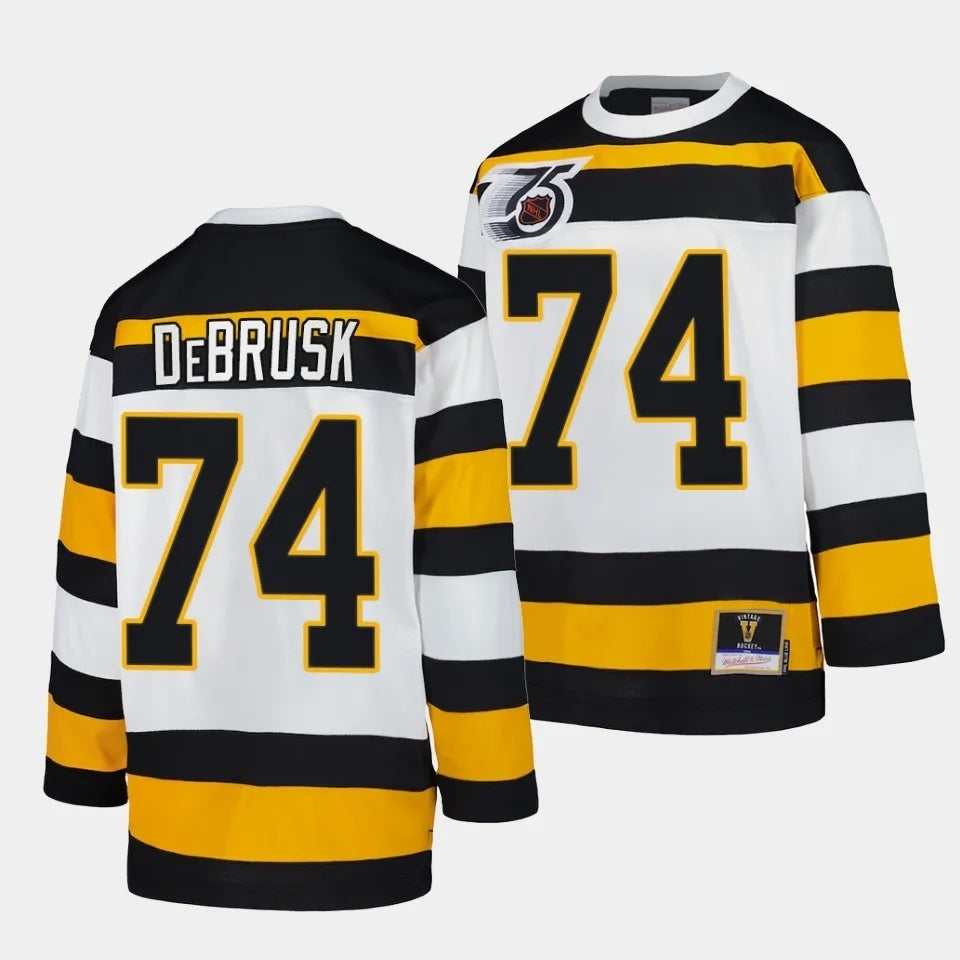 Boston Bruins #74 Jake DeBrusk White 1991 Throwback Jersey Mitchell Ness
