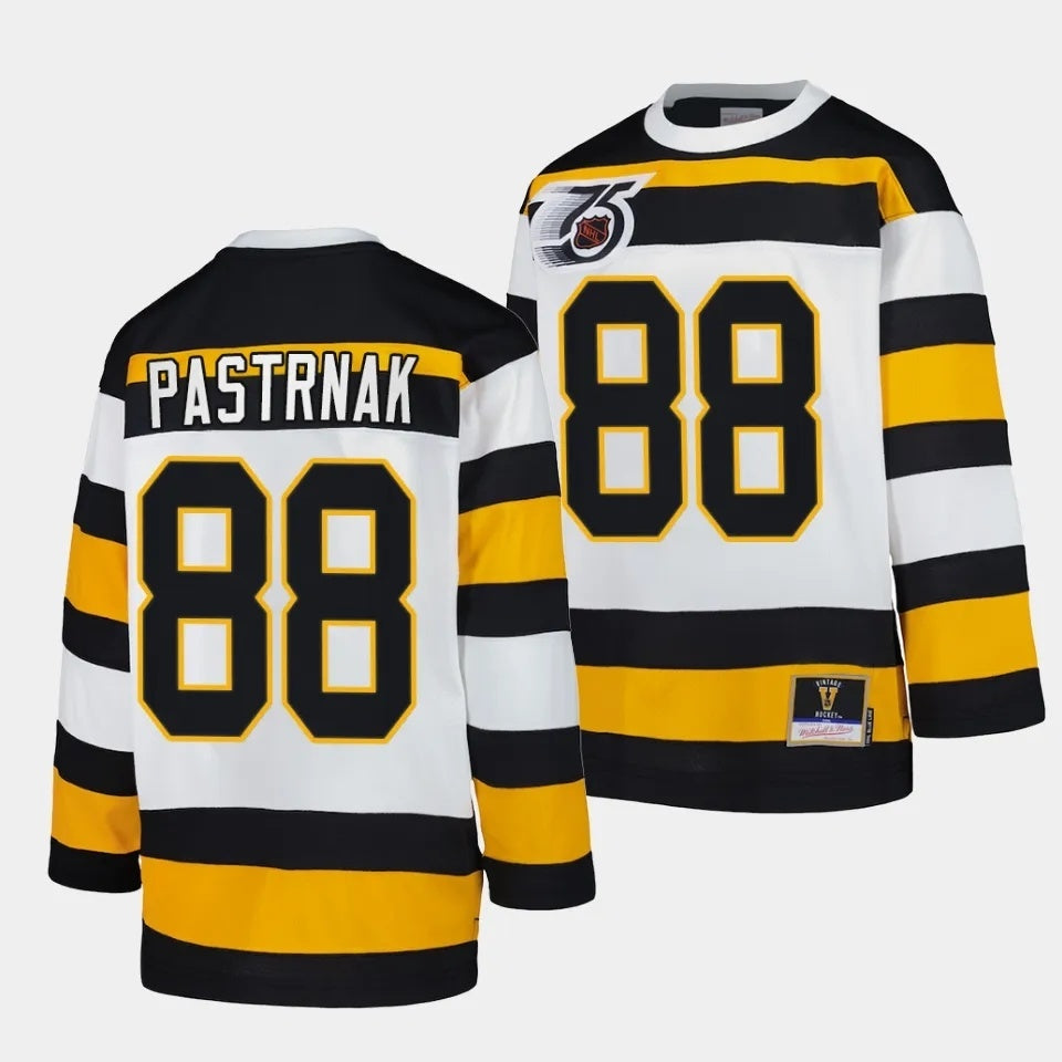Boston Bruins #88 David Pastrnak White 1991 Throwback Jersey Mitchell Ness