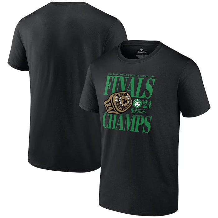 Boston Celtics Black 2024 Finals Champions Ball Screen Ring T-Shirt