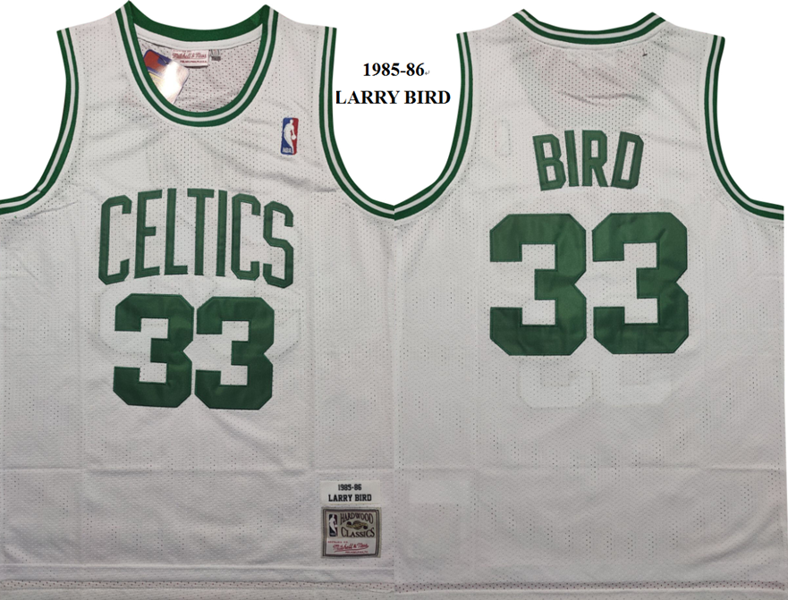 Boston Celtics #33 Larry Bird Celtics 33 # Bird 1985-86 Retro White Jersey Style 3
