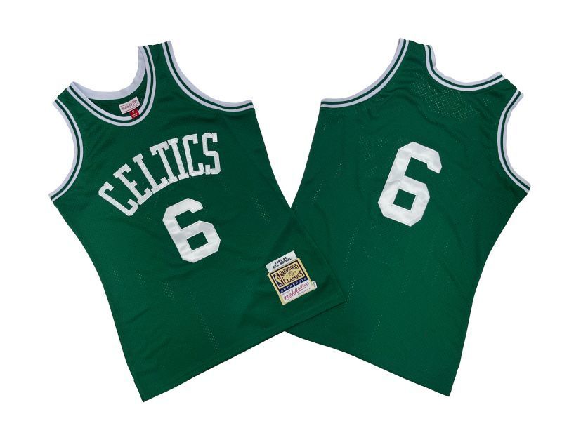Boston Celtics #6 Bill Russell Celtics 6 # Green 67-68 Season Mitchell Retro Jersey -- Bills Style 1
