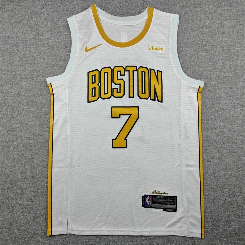 Boston Celtics #7 Jaylen Brown 26 7 White City Edition Style 2