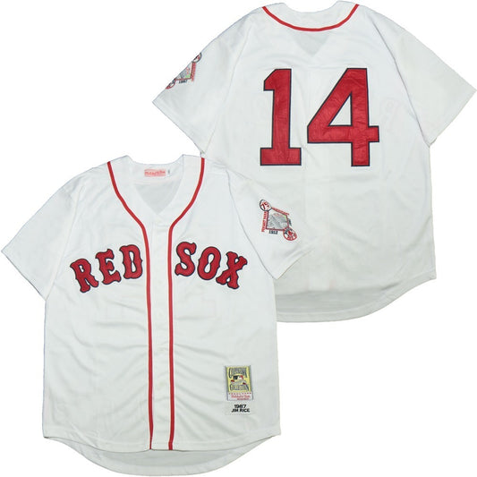 Boston Red Sox #14 Rice Red Sox 14 White 1987 Retro